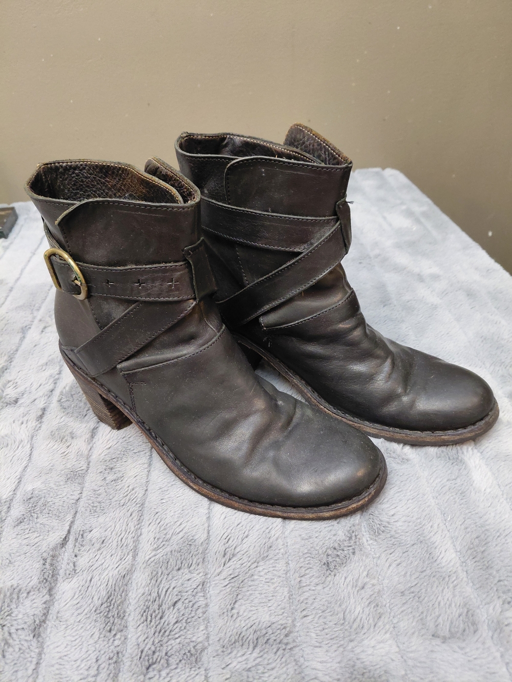Fiorentini + Baker Black Italian Leather Wrap Strap Ankle Boots